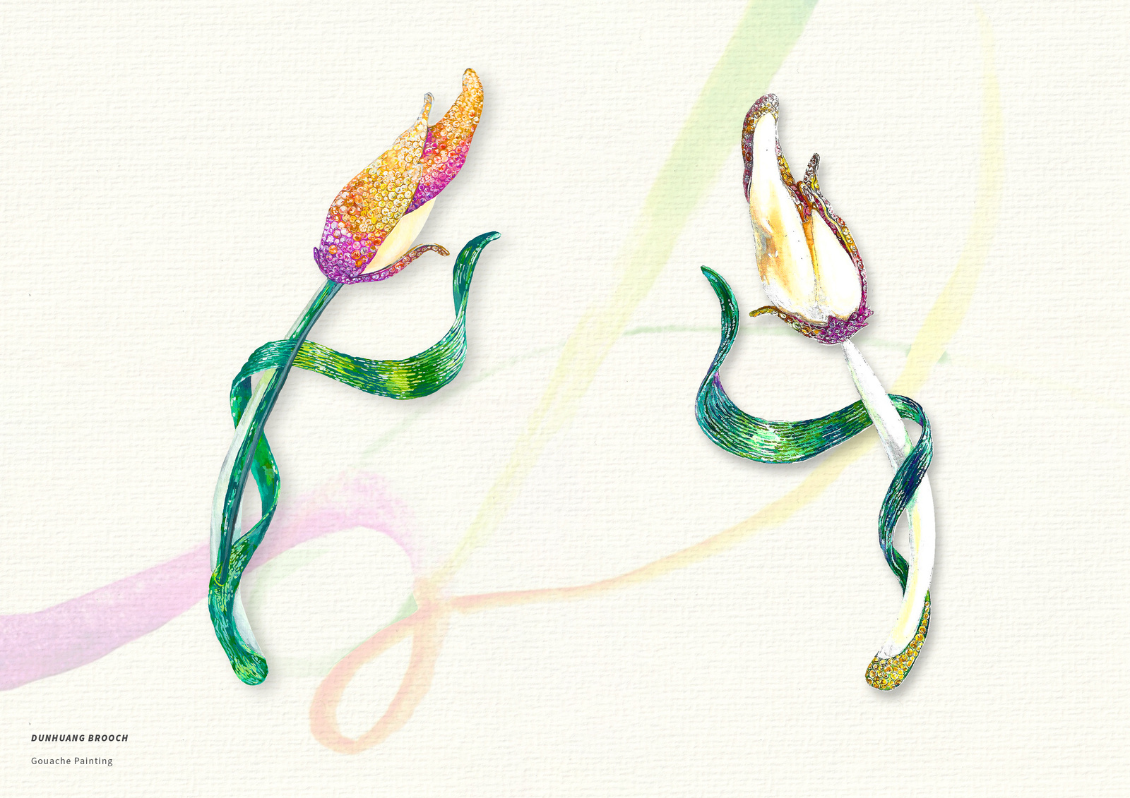Dunhuang Brooch — gouache study