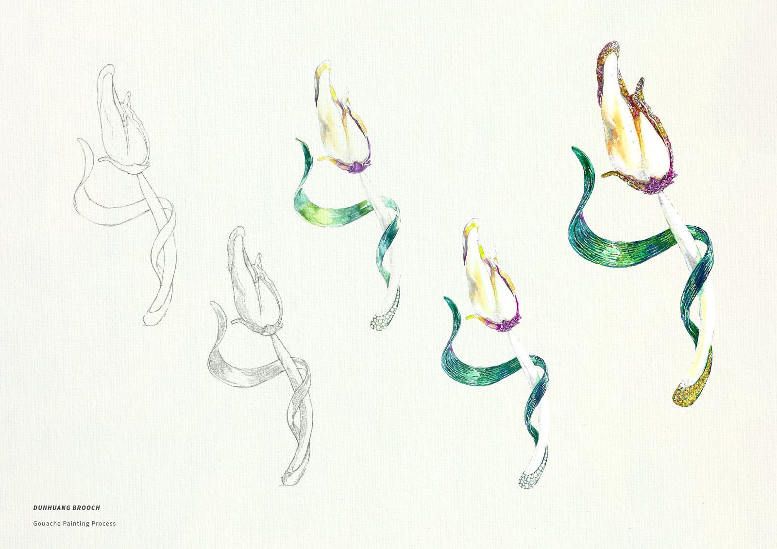 Development sketches — from line to colour