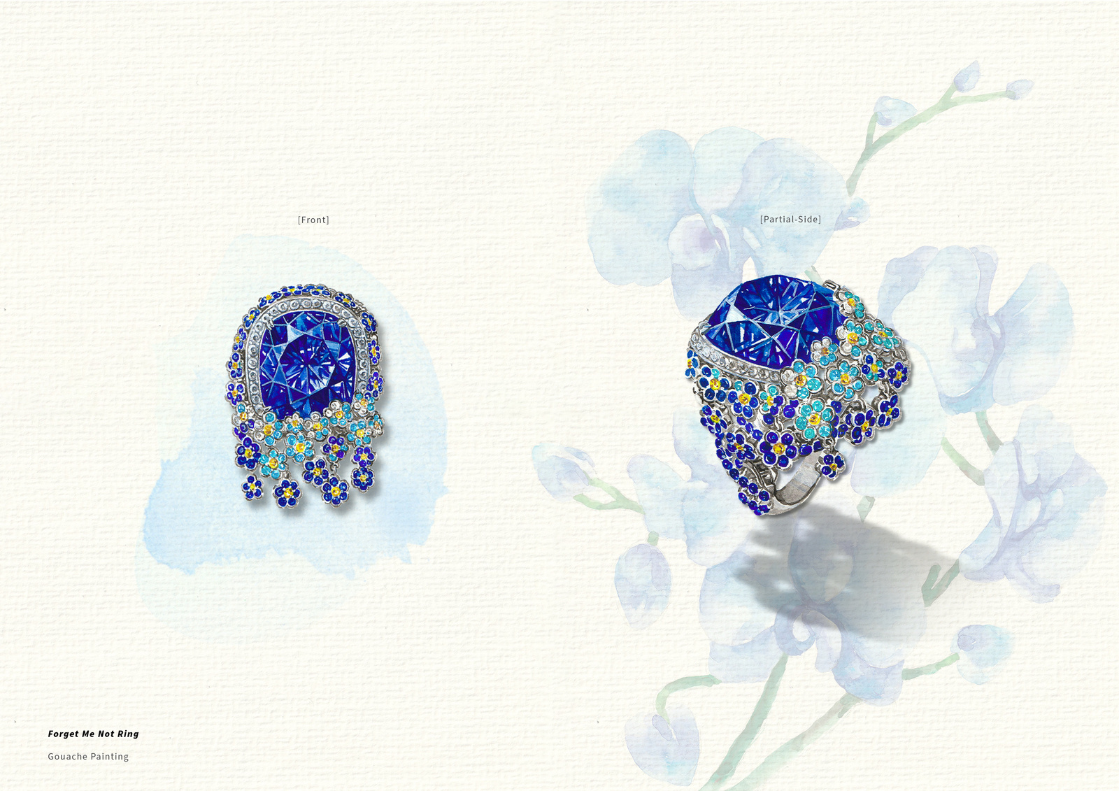 Forget Me Not Ring — gouache study